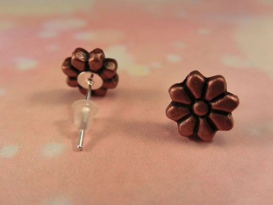Kupferfarbene Blumen Ohrstecker Blümchen Flower